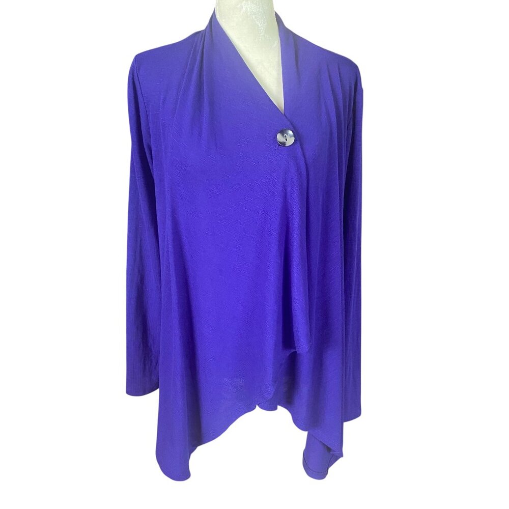 AB Studio purple long sleeve stretchy sweater cardigan women's size medium
